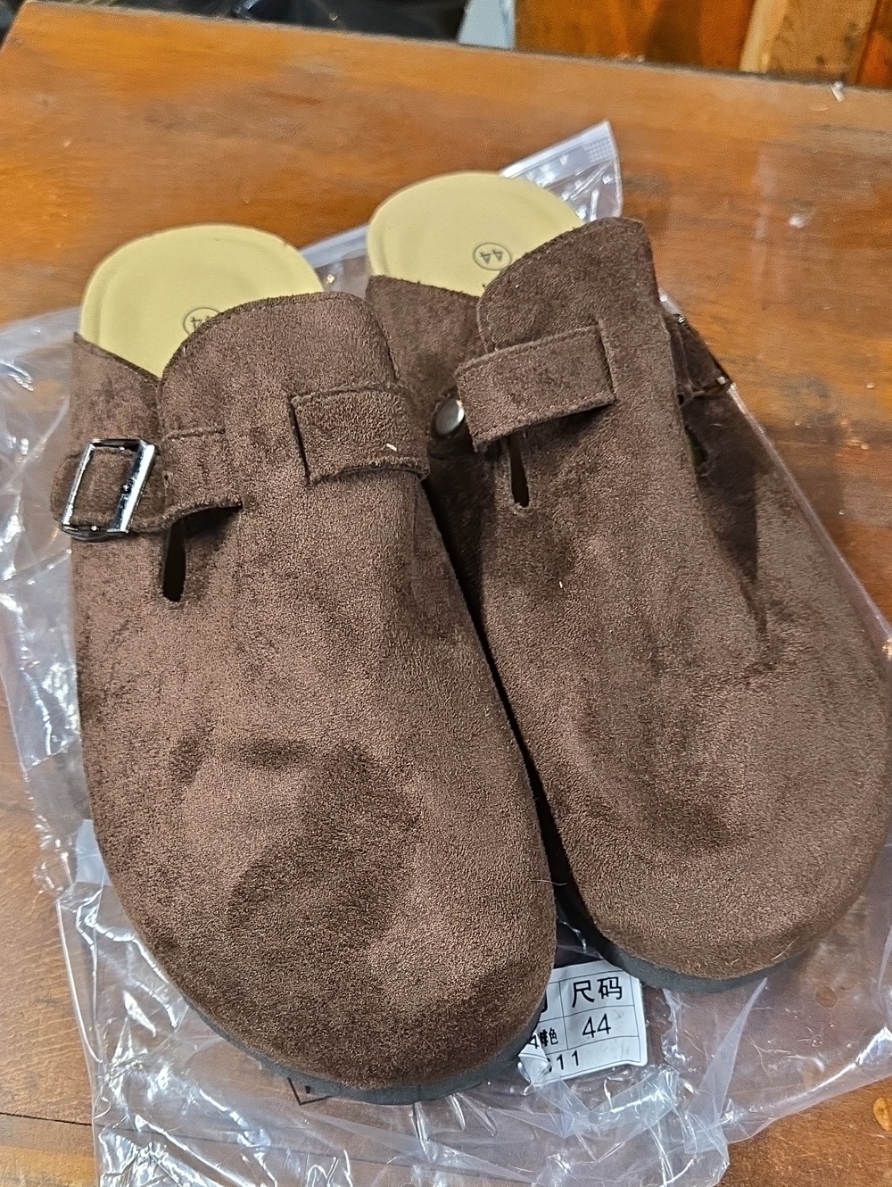 Men's Brown Suede Slip-On Buckle Clog Loafers